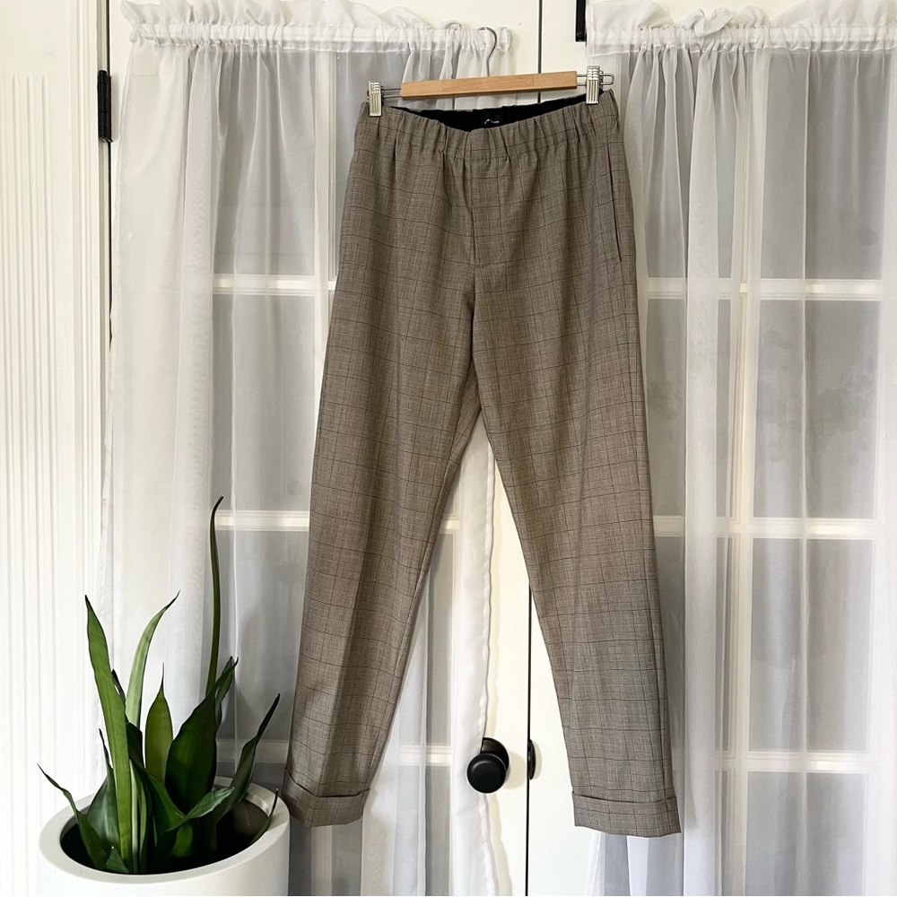 Club Monaco Plaid Elastic Waist Cuffed Hem Pants Size Small
